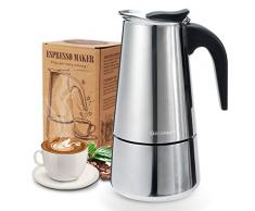 Godmorn Espressokocher, Kaffeekocher, Mokkakanne aus 430 Edelstahl, Espresso Maker für 6 Tassen (300 ml), Stovetop Coffee Maker Induktion Herde geeignet