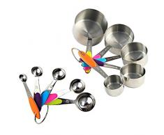 10er Set Edelstahl Messbecher Messlöffel Cup mit dem Silikon Griff für Küche Kaffee