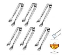 ZoomSky 6 Stück Edelstahl Zuckerzange Set, Eiswürfelzange Süßigkeiten Zange Zucker Clip Servierzange Salatzange Gebäckzange 11cm für Hochzeit Party Candy Bar Büfett Grill