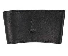 KURLAND Ledermanschette für to-Go Becher Porzellan von KPM Berlin - Kaffeebecher to-Go - Tee to-Go - das umweltfreundliche Stil-Statement für Kaffee & Tee - Schwarze Ledermanschette