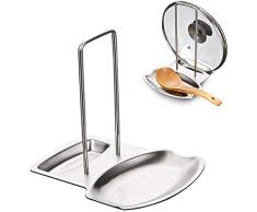 Pazalor Deckelhalter,Topfdeckelhalter,Löffelablage/Pfannenhalter Küche Halter Für Deckel und Löffel Edelstahl Deckel Organizer Ständer (Silber)