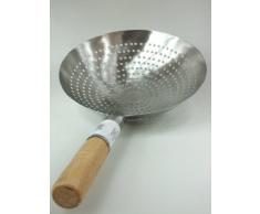 JADE TEMPLE 17282 Wok Sieb Metallsieb Abtropfsieb mit Holzgriff, Edelstahl,silber 10 x 1 x 30 cm
