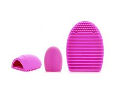 Hacoly 1 Silikon Make-up Pinsel Scrubber Elliptisch Make-up Waschbürste Waschplatte Gesichtsbehandlung Schönheit Tools Reinigungsmatte Foundation Makeup Bürsten Reiniger - Rose rot