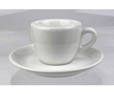 Moka Consorten | Extra dickwandige Espressotasse »Aosta« | 0,8 cm Tassenwand | Füllmenge (bis zur Oberkante): 70 ml | weiß glänzend | 1 Tasse & 1 Untertasse | Made in Italy