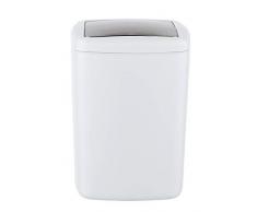 WENKO Schwingdeckeleimer Barcelona L, Kosmetikeimer, absolut bruchsicher Fassungsvermögen: 8.5 l, 20.5 x 28.5 x 20.5 cm, weiß