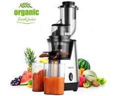 Entsafter Slow Juicer, HOMEVER Edelstahl Kauen Kältepresse Entsafter Gemuese und Obst, Kauen entsafter mit Ruhiger Motor und Umkehrfunktion, BPA-frei,Saftauffangbehälter und Reinigungsbürste