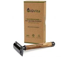 Premium Rasierhobel mit Griff aus Bambus - Zero Waste Rasierer Damen - inkl. 10 Rasierklingen - geschlossener Kamm - Nassrasierer - plastikfrei, umweltfreundlich & nachhaltig