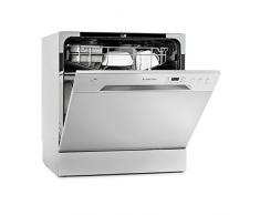 Klarstein Amazonia 8 - Spülmaschine, Geschirrspüler, Freistehend, Teilintegriert, A+, 206 kWh/Jahr, 55 cm breit, 8 Maßgedecke, 6 Programme, Aquastop, silber