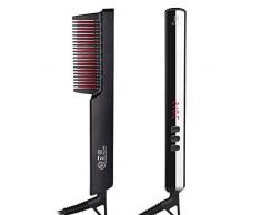 Bartglätter für Männer,Lonischer Haarglätter Bürste Schneller Glättbürste Elektrisch Bart Bürste Frauen 3 IN 1 Multifunktionale Stylingkamm Beard Straightener Kamm Anti Verbrühung Bartkamm Glätteisen
