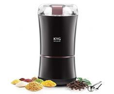 KYG Kaffeemühle 300W Elektrische Kaffeemühle Kaffeebohnen Nüsse Gewürze Getreide Mühle mit Edelstahlmesser 50g Fassungsvermögen schwarz MEHRWEG