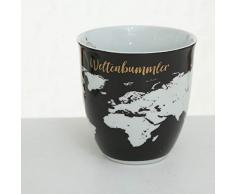 CasaJame Tasse Weltenbummler, Kaffeetasse Weltkarte, Kaffeebecher Porzellan, Teetasse, Riesentasse, Jumbobecher 600ml