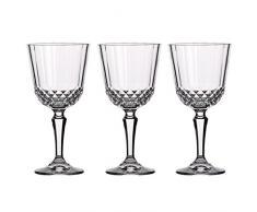 Annastore 3-TLG. Set Weingläser geschliffen im Retro-Look 230 ml - Weißweingläser Rotweingläser