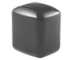 mDesign Tischmülleimer mit Schwingdeckel – Kosmetikeimer für Abfälle im Badezimmer – praktischer Mülleimer aus Kunststoff für 2,7 Liter – schiefergrau