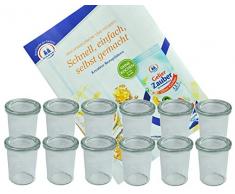 MamboCat 12er Set Weck-Gläser I ofenfeste 160ml Einmachgläser I Dessertglas mit Deckel I Klarglas Marmeladen Sturzglas I Rundrandglas I Einweckgläser Nachtisch I Einkochgläser I Gratis Rezeptheft