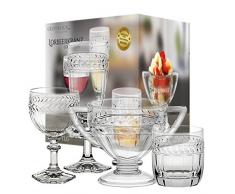 Glasset Lorbeerkranz 20 Tlg 6 Sektgläser 130 ml 6 Weingläser 200 ml 6 Wassergläser 270 ml 2 Schalen Transparent Kristall