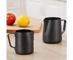 BESTOMZ Milchkännchen, Milk Pitcher Milchkanne aus Edelstahl, Milch Aufschäumen für Cappuccino und Latté (Black)