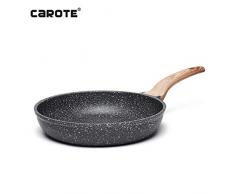 Carote EW Aluguss Pfanne 24cm Induktion mit ILAG Antihaftbeschichtung, Soft-Touch-Kunststoffgriff mit Holzeffekt, für alle Herdarten