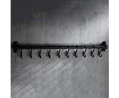 Agaidu Schwarzer Küchenhaken Free Punching / Perforierbar American Wall Hanging Küchenregal Space Aluminium Küchenbedarf Lagerregal Rack ( Size : 60cm )