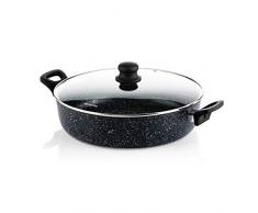 Westinghouse Schmorpfanne Induktion - 32cm Servierpfanne - Simmertopf mit Deckel - Schwarze Marmor