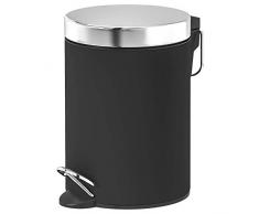 IKEA ASIA EKOLN Abfalleimer,schwarz kein Verklammern, der Deckel mit Absenkautomatik, Produktgröße Höhe: 24 cm, Durchmesser: 17 cm, Inhalt: 3 l, Material: Edelstahl, Pulverbeschichtung, PU-Lack klar