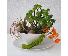 Sauciere Gesteck Kunstblumen Sukkulenten Tischdeko Tilandsie Muschel Aloe Antik