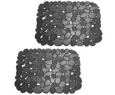 mDesign 2er-Set Spülbeckeneinlage zum Zuschneiden – praktische Spülbeckenmatte aus PVC für die Küche – Spülbecken Schutzmatte für Geschirr und Becken – Kieselsteinmuster in schwarz