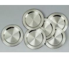 APS 6 Untersetzer rund ca. Durchmesser 11 cm 18/8 Edelstahl poliert Rand eingerollt