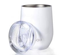 Edelstahl Isolierbecher, Thermo-Becher, (Doppelwandig Vakuumisoliert Wein-Glas to go), Reisebecher mit Deckel für Kaffee, Tee (12oz 350ml)