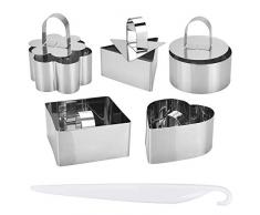 CODIRATO 5 Stück Tortenring Kleine Backring Edelstahl Kuchenring Mousseformen Dessertringe mit 1 Stück Kuchenschaber für Kochen und Backen