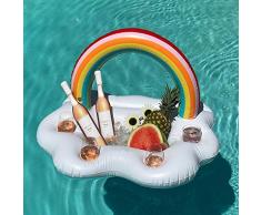 flower205 Aufblasbare Tablett Bier Getränke Schwimmender Getränkehalter Schwimmende Poolbar Aufblasbar Bierhalter Tablett Für Getränke Salat Servier Bar Sommer Pool Party Picknick Zubehör