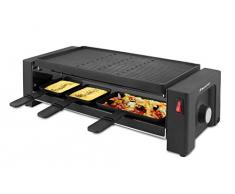 SUNTEC Raclette Grill – mit extra Pizza Heiz Platte | Tischgrill für 8 Personen | inkl 8 x Pfannen klein + 4 x groß | doppelseitige Grillplatte 20 x 40 cm | max 1450 Watt | RAC-8625 turbo raclette