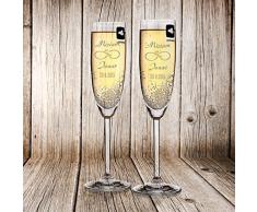 Leonardo 2 Sektgläser zur Hochzeit mit Gravur der Namen und Endless Love Unendlichkeitszeichen