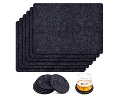 Yosemy Edles Platzset Filz 4er Set Filzuntersetzer - Premium Tischset + Set Ink. Glasuntersetzer für (Grau, 6 x 6)