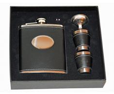 all-around24 Flachmann aus Edelstahl Taschenflachmann Taschenflasche (ca.200ml, mit Trichter und Bechern Geschenkbox)