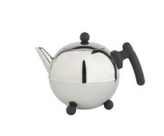 doppelwandige Teekanne Duet® Bella Ronde Edelstahl glänzend schwarze Beschläge 1,2 ltr.