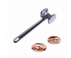 TTMOW Fleischhammer, Fleischklopfer doppelseitig, Fleischklopfer mit Zwei Bearbeitungsflächen inkl. glatter und genoppter Fläche (4.5 * 19CM, Silber)