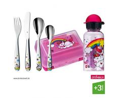 WMF Einhorn Kinderbesteck, 6-teilig, mit Trinkflasche und Brotdose, 3-9 Jahre, Cromargan Edelstahl poliert, spülmaschinengeeignet, farb- und lebensmittelecht