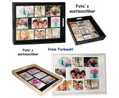 XL Tablett - eigene Fotos & Bilder - aus Holz - weiß - auch zur Deko geeignet - rechteckig - Vintage - Foto Serviertablett - Retro Design - Bilderrahmen -..