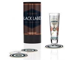 RITZENHOFF Black Label Schnapsglas von Petra Mohr, aus Kristallglas, 40 ml, mit fünf Schnapsdeckeln