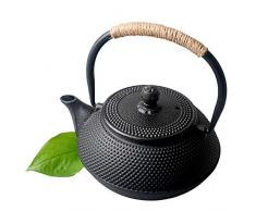 HwaGui-Japanische Teekanne Gusseisen mit Siebeinsatz Schwarz Teekanne Asiatisch 0,6l / 600ml [MEHRWEG]