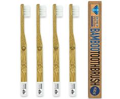 ALLWHITE® Bambus Zahnbürste für Kinder 4er Set - Pflegend weiche Borsten - Kleiner Bürstenkopf - Ökologische Kinderzahnbürste - Plastikfrei verpackt zur umweltfreundlichen Mundhygiene