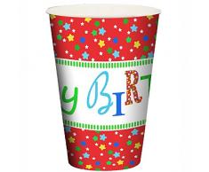 PapStar 82596 Happy Birthday Trinkbecher, Pappe, 0,2 l Ø 7cm - 9,7 cm, 10 Stück