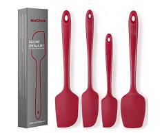 Teigschaber Set, NoChoX Hitzebeständig Silikonspatel +Silikon Kochlöffel, Küche Spatula + Löffel für Thermomix TM5,TM6 und TM31.(Rot)