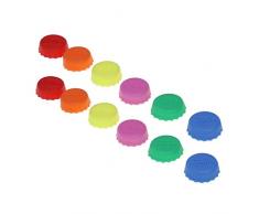 60er Pack Silikon– Kronkorken, Beer Saver, Bier–Kapsel, Flaschenverschluss, Deckel für Flasche, Wein– und Saftflasche, Verschluss, Deckel(Farbe:rosa, gelb, orange, grün, rot, blau)