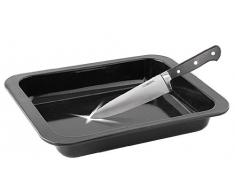 Zenker Ofenbackform (33 x 5 x 25 cm) SPECIAL COOKING, rechteckige Auflaufform mit Emaille-Versiegelung, Backform mit extra hohem Rand (Farbe: Schwarz), Menge: 1 Stück