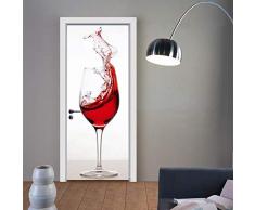 YSJHPC 3D-Türaufkleber-Tür-Wand-Papier-Wandbild, Weißer Minimalistischer Hintergrund, Schöner Kelch, Wein 90*200CM PVC-wasserdichte selbstklebende -Tür-Wand-Tapete-Kunst-dekorative Wand-Abziehbilder f