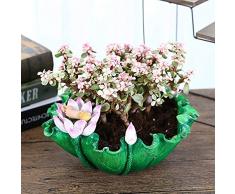 Bcaer Klassische Harz Pflanzer Blumentopf Kreative Mode Resin Lotus Blatt Klein Blumentopf Innen Desktop-Fleisch und Fleischtopf Einfach Grünpflanze Kleine Topf Craft Verzierungen