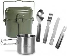 normani Bundeswehr Essgeschirrset Bund Essbesteck + BW Aluminium Kochgeschirr + Edelstahltasse Farbe Oliv 3