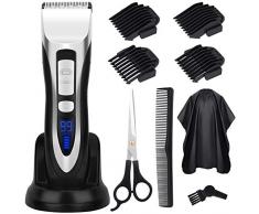 Haarschneidemaschine Haarschneider Akku Profi Haartrimmer Herren mit Haarschere und Ladestation von ELEHOT