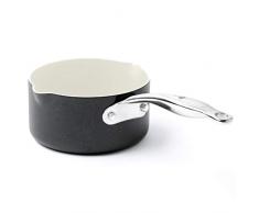 GreenPan Brussels Milchtopf mit Keramik Beschichtung, Induktion, 14 cm, 1.07 L, Aluminium, Schwarz, 17 x 33 x 11 cm